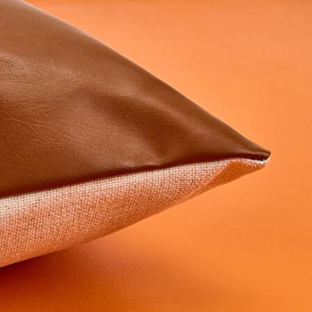 Evidea Soft Deri Görünümlü Kırlent - Kahverengi - 43x43 cm