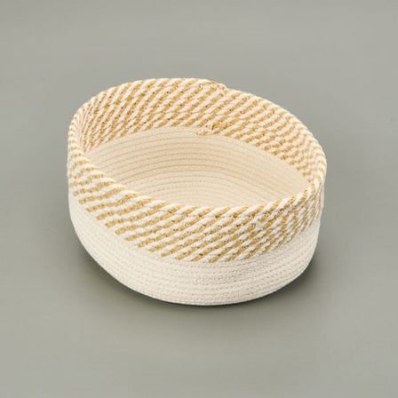 Simple Living Boho Style Sepet - Beyaz / Bej - 25x20x10 cm