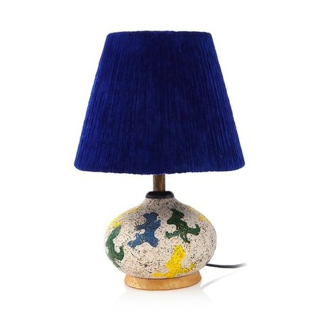 HMY Design Okyanus Mavi Başlıklı Seramik Abajur - Renkli - 40 cm
