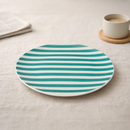 Evidea Kitchen Be Happy Servis Tabağı - Beyaz / Yeşil - 25 cm
