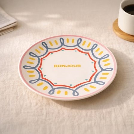 Evidea Kitchen Bonjour Servis Tabağı - Renkli - 25 cm