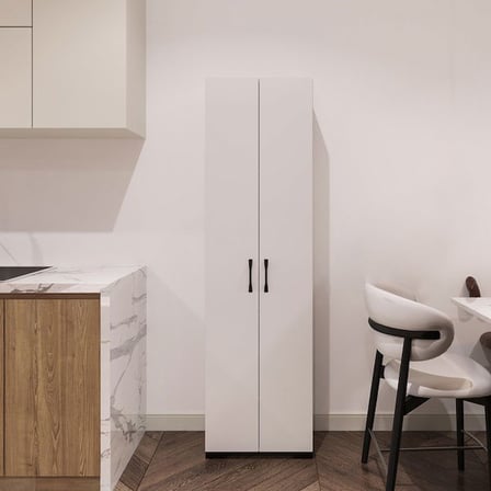 Eco Room Arina 2 Kapaklı 8 Raflı Çok Amaçlı Dolap - Beyaz