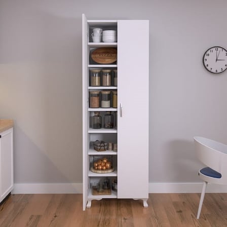 Eco Room Arina 2 Kapaklı 8 Raflı Çok Amaçlı Dolap - Beyaz