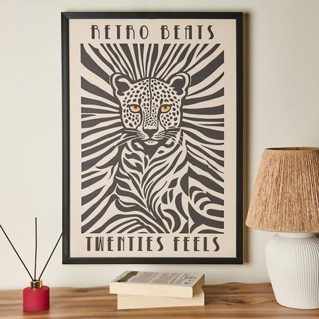 Evidea Deco Leopar Tablo - Beyaz / Siyah - 50x70 cm