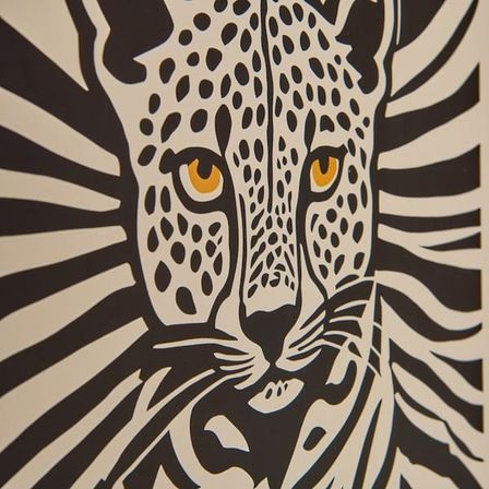 Evidea Deco Leopar Tablo - Beyaz / Siyah - 50x70 cm