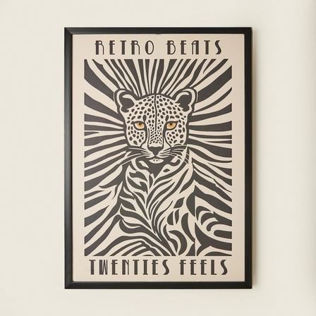 Evidea Deco Leopar Tablo - Beyaz / Siyah - 50x70 cm