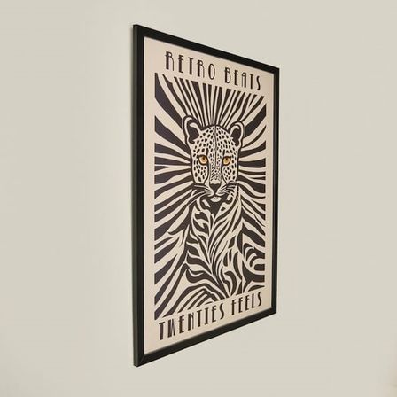 Evidea Deco Leopar Tablo - Beyaz / Siyah - 50x70 cm