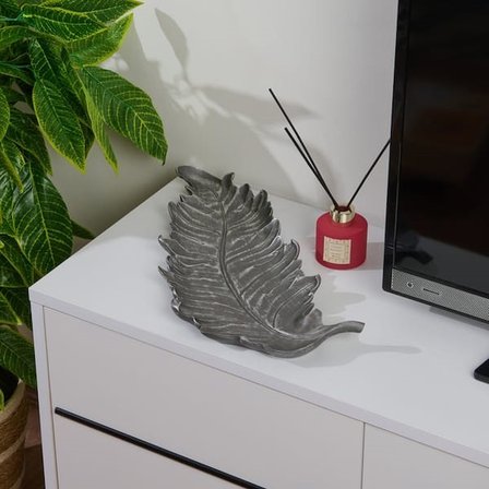 Evidea Deco Moena Dekoratif Tabak - Gümüş - 44x19 cm