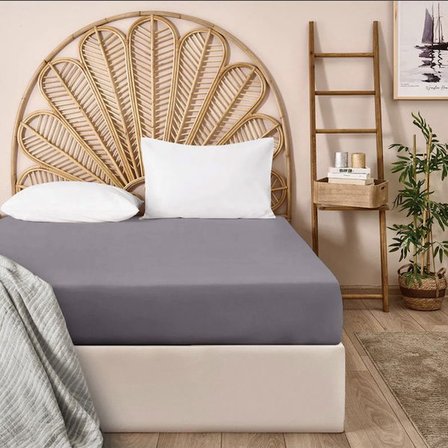 Evidea Soft Basic Çift Kişilik Lastikli Çarşaf - Antrasit - 180x200 cm