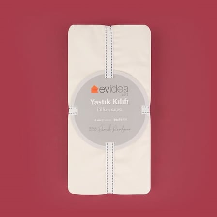Evidea Soft Basic 2'li Yastık Kılıfı - Ekru - 50x70 cm