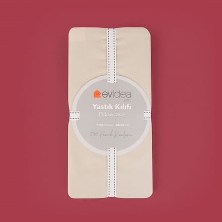 Evidea Soft Basic 2'li Yastık Kılıfı - Bej - 50x70 cm