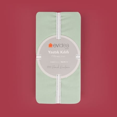Evidea Soft Basic 2'li Yastık Kılıfı - Yeşil - 50x70 cm