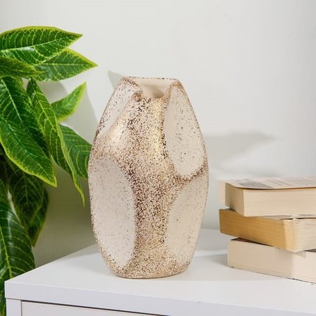 Evidea Deco Urthania Vazo - Bej / Gold - 25 cm