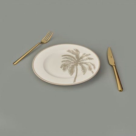 Evidea Kitchen Palm Tatlı ve Kahvaltı Tabağı - Krem / Bej - 21 cm