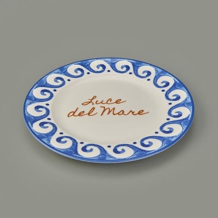 Evidea Kitchen Luve Del Mare Tatlı ve Kahvaltı Tabağı - Krem / Mavi - 21 cm