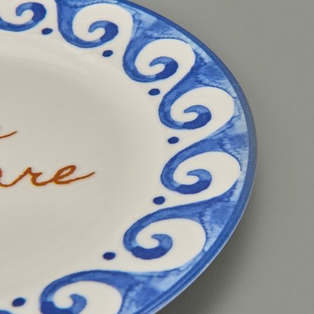 Evidea Kitchen Luve Del Mare Tatlı ve Kahvaltı Tabağı - Krem / Mavi - 21 cm