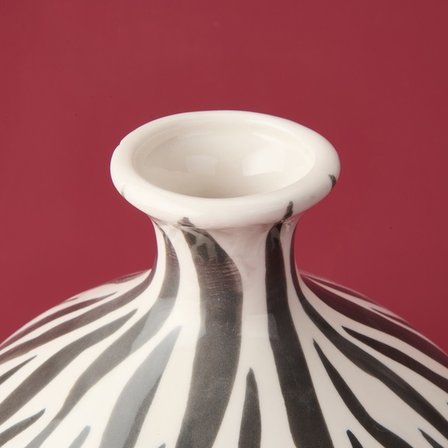 Evidea Deco Elegant Curves Vazo - Siyah / Beyaz - 28 cm