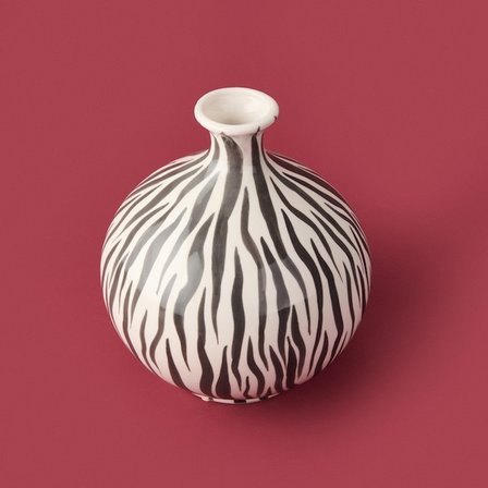 Evidea Deco Elegant Curves Vazo - Siyah / Beyaz - 28 cm