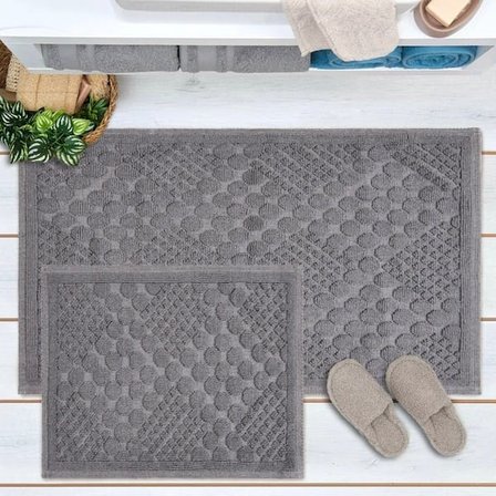 Evidea Soft Kağan 2'li Banyo Paspası - Gri - 60x100 cm + 50x60 cm