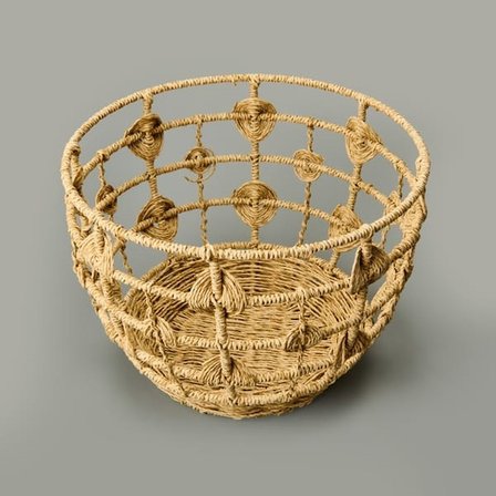 Simple Living Örgü Dekoratif Sepet - Bej - 35x25 cm