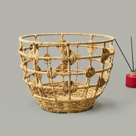 Simple Living Örgü Dekoratif Sepet - Bej - 35x25 cm