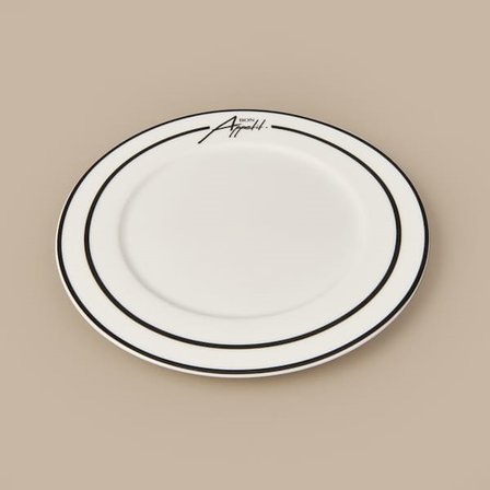 Evidea Kitchen Elegant Curves Porselen Servis Tabağı - Siyah / Beyaz - 25 cm