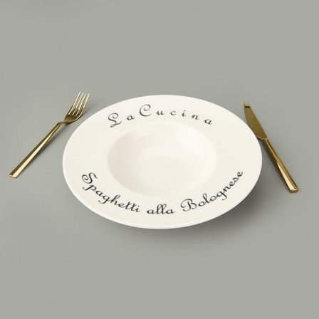 Evidea Kitchen La Luciana Porselen Makarna Tabağı - Siyah / Krem - 26 cm