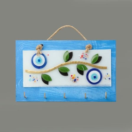 Evidea Deco Zeytin Anahtar Askısı - Mavi - 25 cm