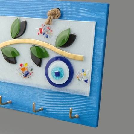 Evidea Deco Zeytin Anahtar Askısı - Mavi - 25 cm