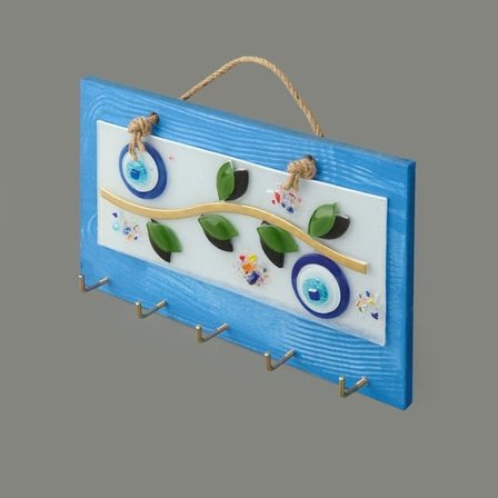 Evidea Deco Zeytin Anahtar Askısı - Mavi - 25 cm