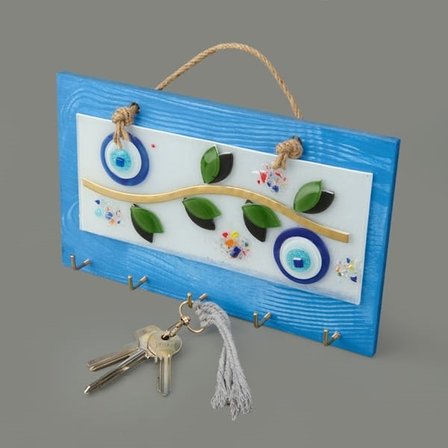 Evidea Deco Zeytin Anahtar Askısı - Mavi - 25 cm