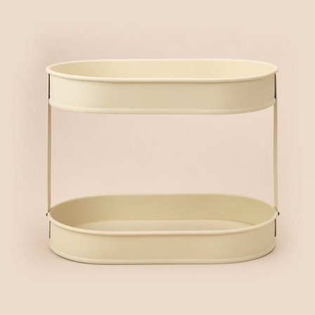 Evidea Bath 2 Katlı Oval Organizer - Krem - 32,5x19 cm