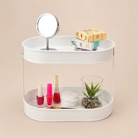 Evidea Bath 2 Katlı Oval Organizer - Beyaz - 32,5x19 cm