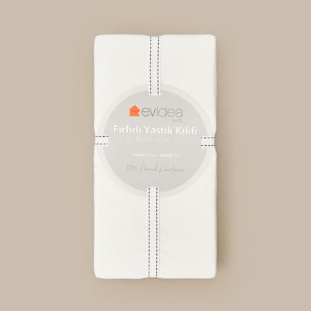 Evidea Soft Basic Fırfırlı 2'li Yastık Kılıfı - Ekru - 50x70 cm