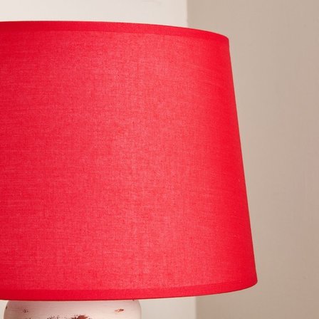 Evidea Lighting Apollon Eskitme Büyük Abajur - Kırmızı / Krem - 60 cm