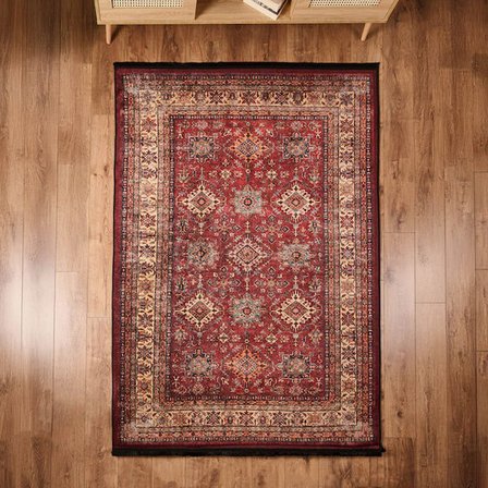 Evidea Soft Line Afgan Desenli Halı - Kırmızı - 160x230 cm