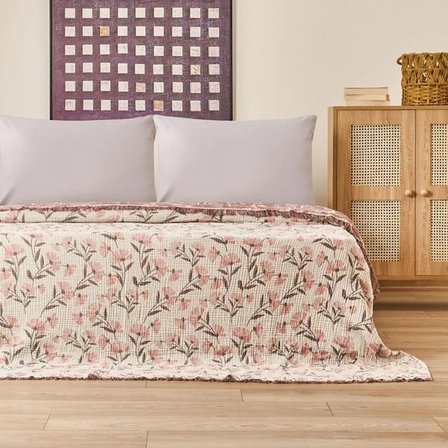 Evidea Soft Vinerya Tek Kişilik Yatak Örtüsü - Krem / Kiremit - 160x255 cm