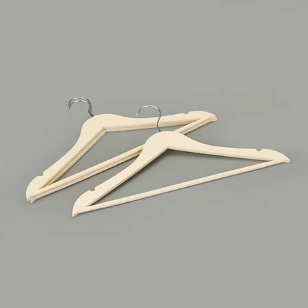 Simple Living Ahşap Görünümlü 3'lü Plastik Askı - Krem - 43x23 cm