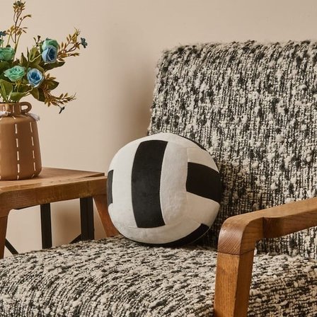 Evidea Soft Voleybol Topu Figürlü Yastık - Siyah / Beyaz - 20 cm