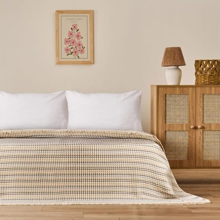 Evidea Soft Lamina Tek Kişilik Yatak Örtüsü - Krem / Renkli - 160x220 cm