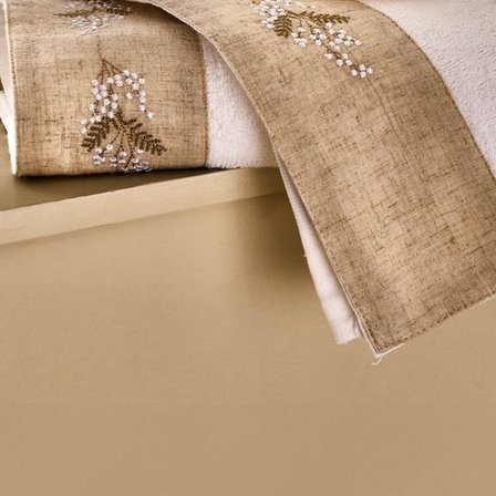Evidea Soft French Cottage Ruva Yüz Havlusu - Ekru - 50x90 cm