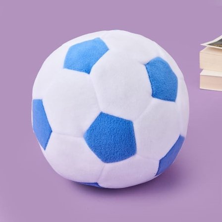 Evidea Soft Futbol Topu Figürlü Yastık - Beyaz / Mavi - 30x30 cm