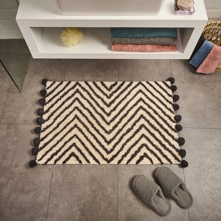 Evidea Soft Tufting Nora Banyo Paspası - Ekru / Antrasit - 60x90 cm