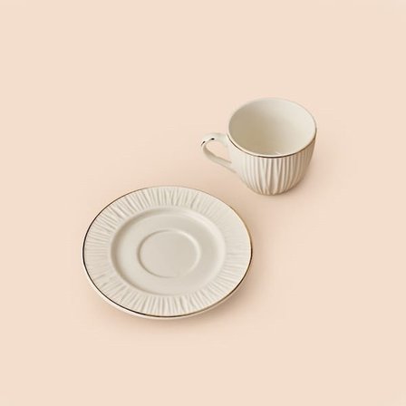 Evidea Kitchen Avanos 12 Parça 6 Kişilik Kahve Fincan Takımı - Beyaz / Platin - 90 ml