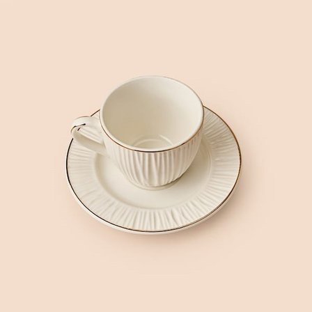Evidea Kitchen Avanos 12 Parça 6 Kişilik Kahve Fincan Takımı - Beyaz / Platin - 90 ml