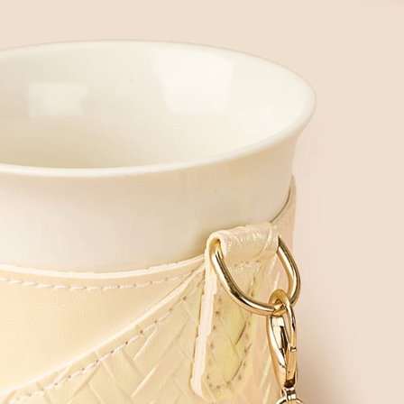 Evidea Kitchen Zincir Askılı Seramik Mug - Beyaz - 300 ml