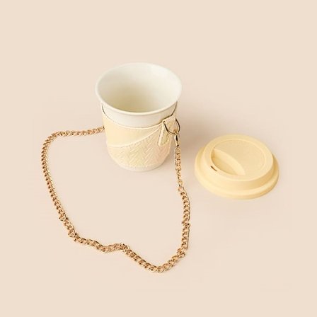Evidea Kitchen Zincir Askılı Seramik Mug - Beyaz - 300 ml