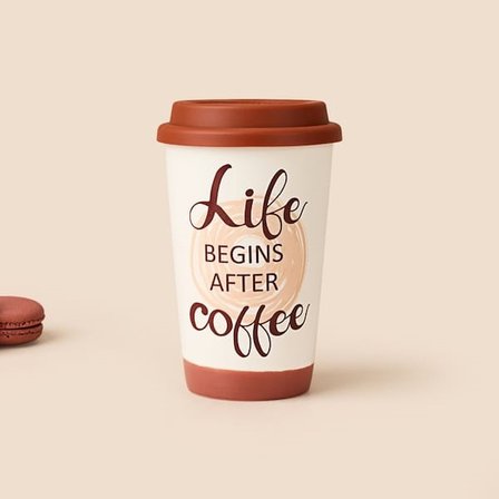 Evidea Kitchen Life Seramik Mug - Beyaz / Kahverengi - 400 ml