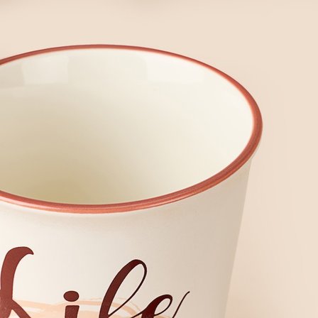 Evidea Kitchen Life Seramik Mug - Beyaz / Kahverengi - 400 ml