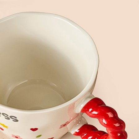 Evidea Kitchen Happiness Seramik Kupa - Beyaz - 300 ml
